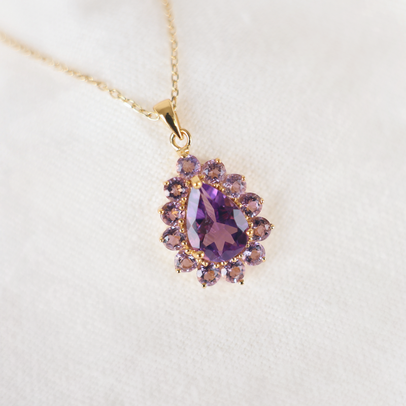 Amethyst Retrograde Gold Necklace