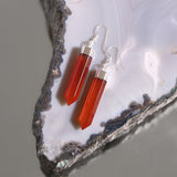 Crystal Point Earrings Silver