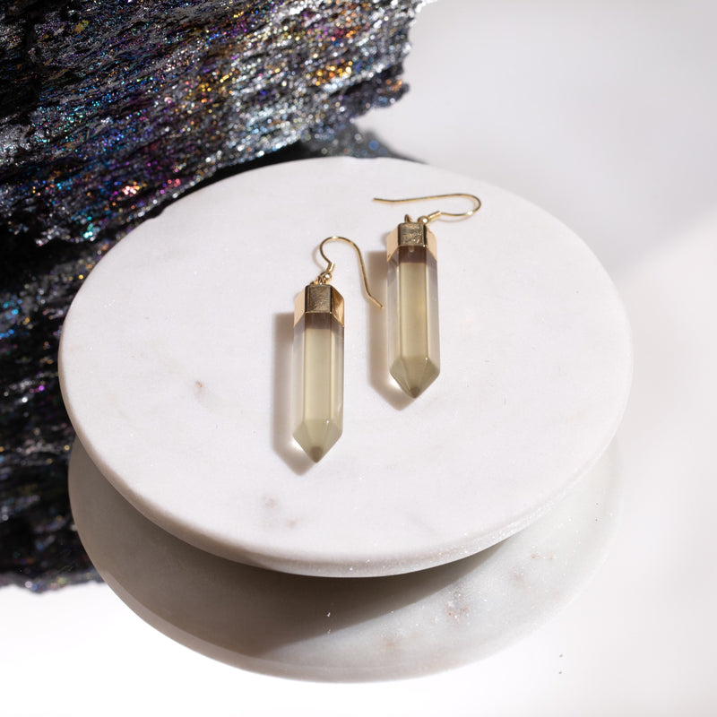Crystal Point Earrings Gold (9 different Crystals)