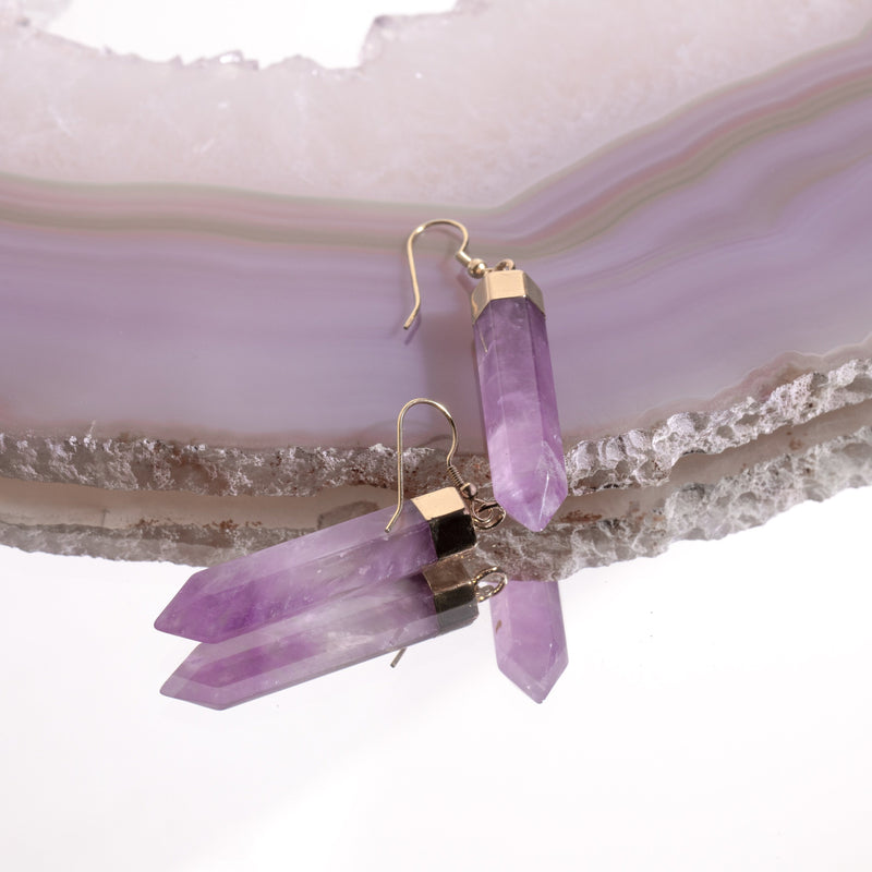 Crystal Point Earrings Gold (9 different Crystals)