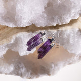 Crystal Point Earrings Silver