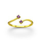 Adjustable Double Simplicity Amethyst Crystal Ring - Beau Life