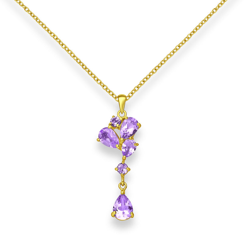Purple Rain Teardrop Crystal Amethyst Necklace