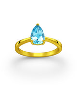 Teardrop Sky Blue Topaz Crystal Ring