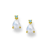 Rainbow Moonstone and Sky Blue Topaz Crystal Earrings