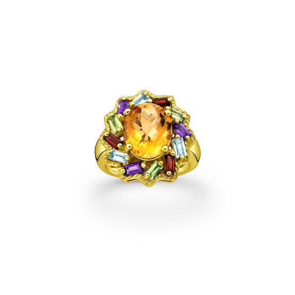 Rainbow Goddess Citrine Halo Crystal Ring