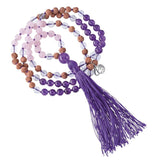 Vitality Gemstone Mala Necklace (Amethyst, Rock Crystal, and Rose Quartz) - Beau Life