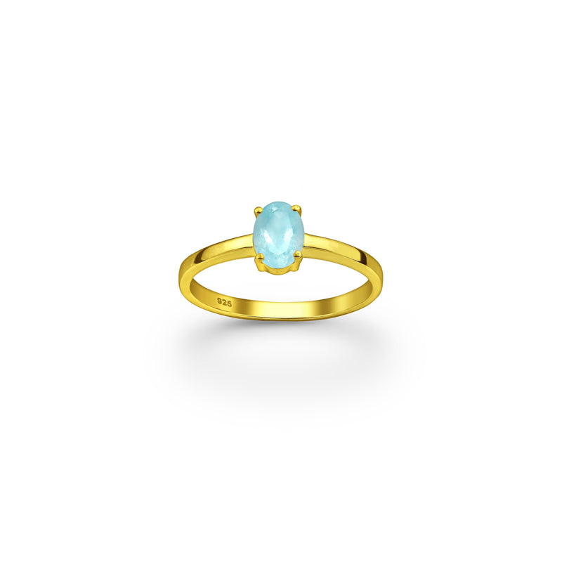 Oceanic Goddess Aquamarine Crystal Ring