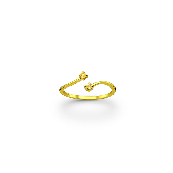 Adjustable Double Simplicity Citrine Crystal Ring - Beau Life