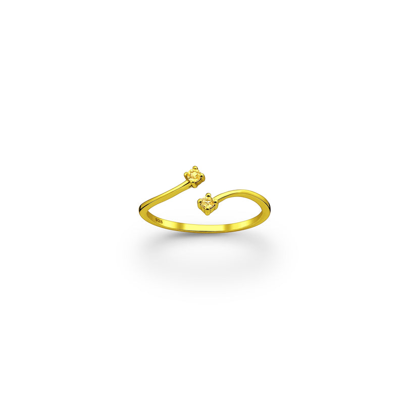Adjustable Double Simplicity Citrine Crystal Ring - Beau Life