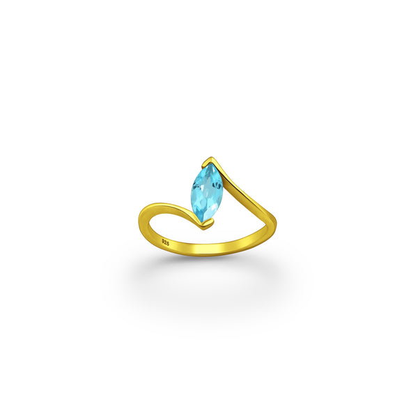 Elegance Swiss Blue Topaz Crystal Ring
