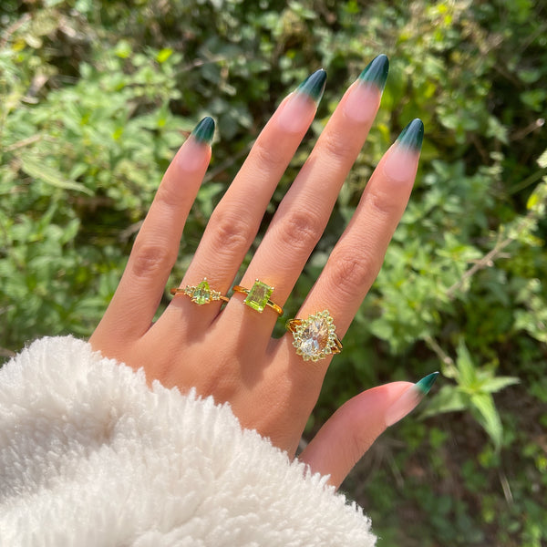 Earth Fairy Peridot Crystal Ring