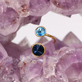 High Vibe Sparkle Adjustable Austrian Crystal Ring (Montana Blue & Aquamarine)