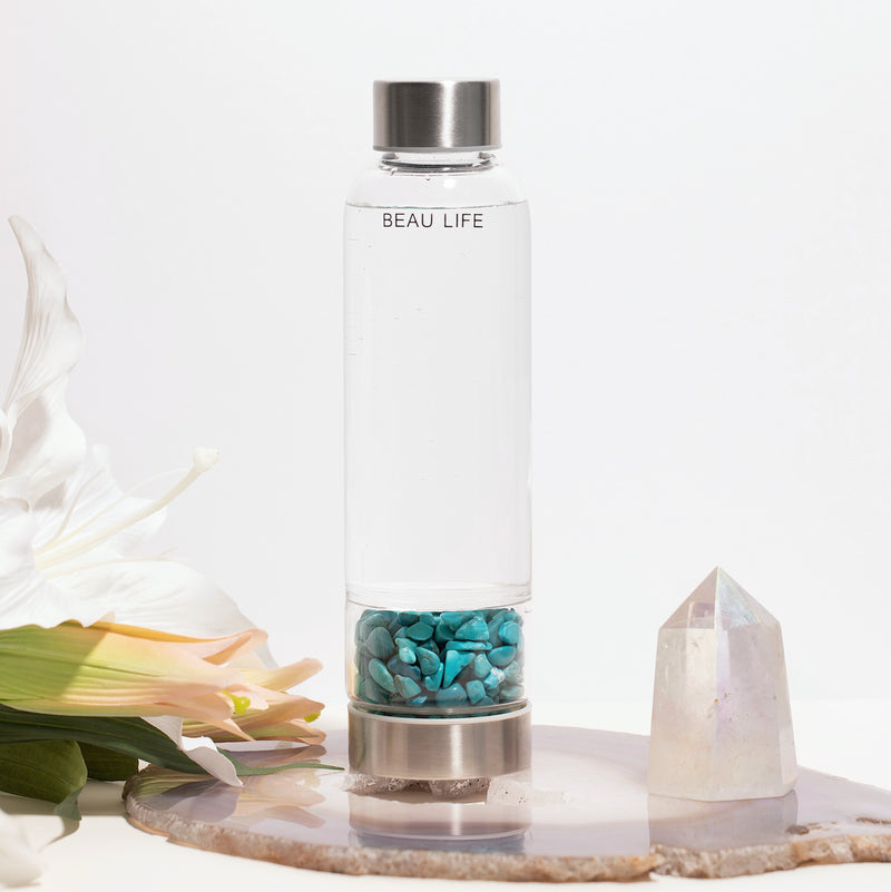 Turquoise Pebbles Crystal Water Bottle