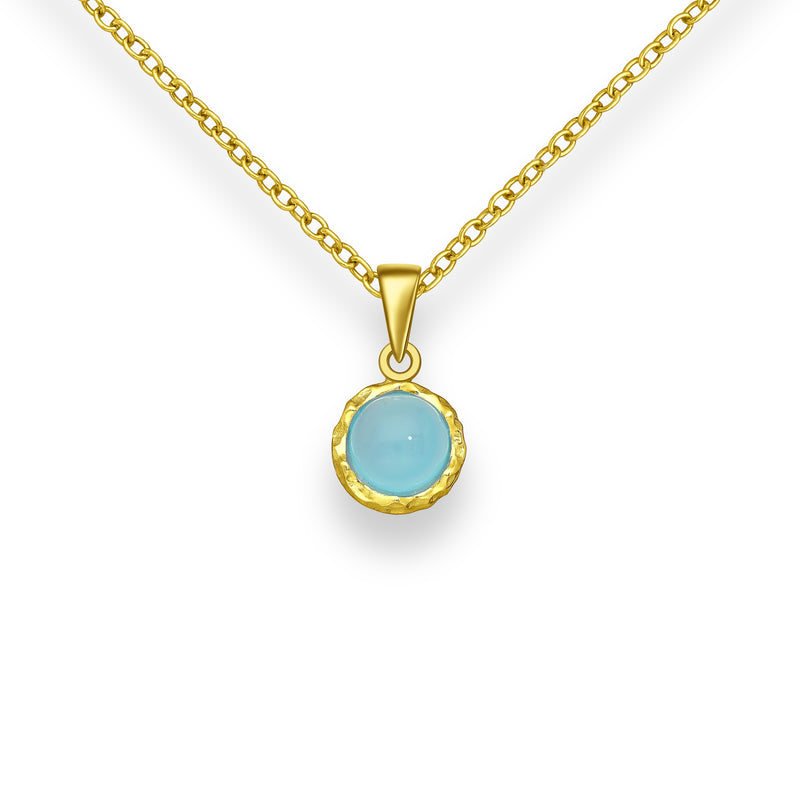 Light Sky Blue Chalcedony Crystal Sphere Necklace