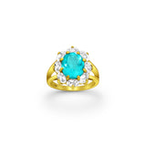 Ocean Halo Paraiba Topaz and White Topaz Crystal Ring