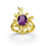 Purple Bloom Amethyst Crystal Ring