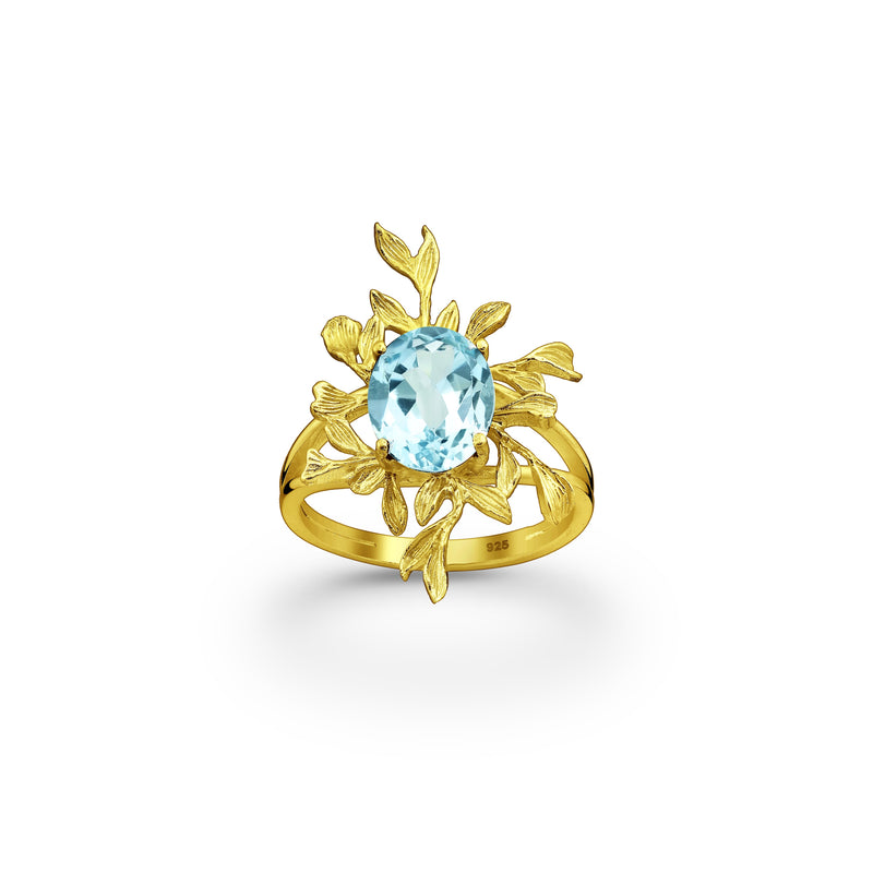Sea Bloom Sky Blue Topaz Crystal Ring