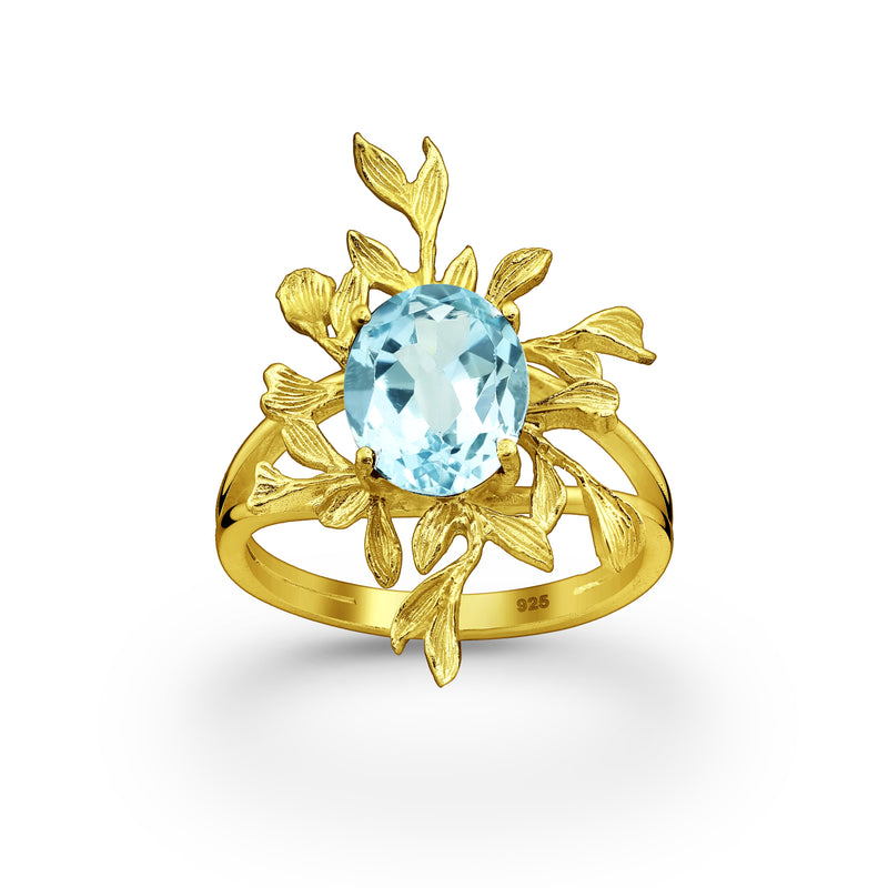Sea Bloom Sky Blue Topaz Crystal Ring