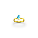 Teardrop Sky Blue Topaz Crystal Ring