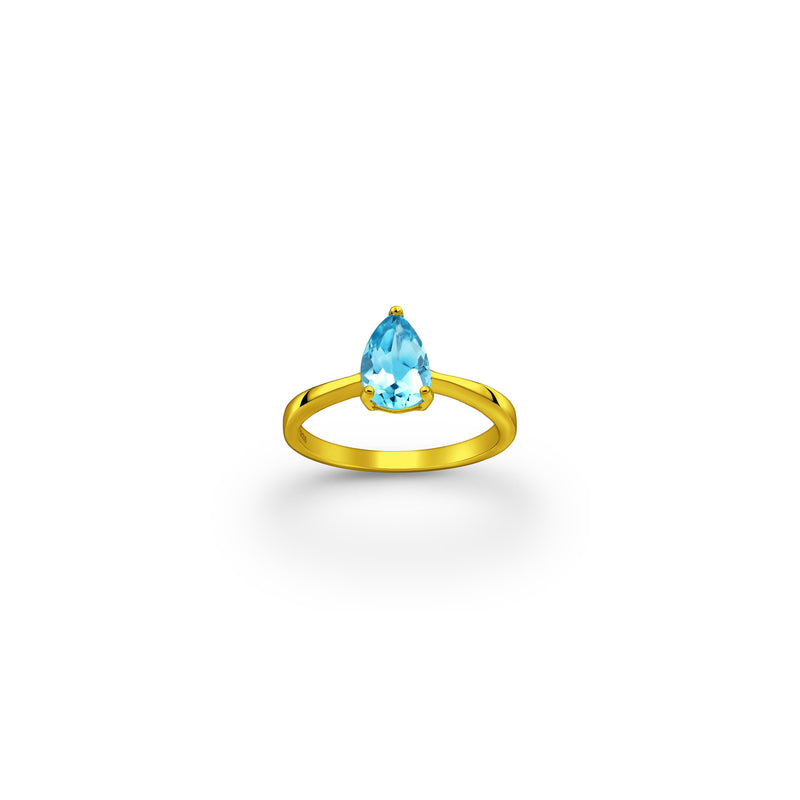 Teardrop Sky Blue Topaz Crystal Ring