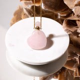 Rose Quartz Heart Necklace with Oil Chamber in Gold Plated 925 Sterling Silver.