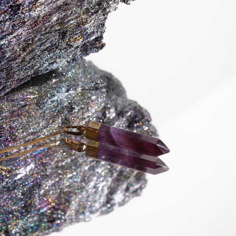 Amethyst Point Necklace in Gold Plated 925 Sterling Silver - Beau Life
