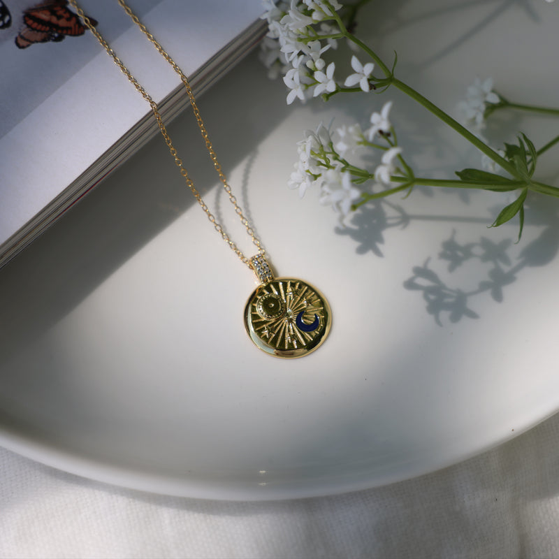 Iced Moon Disk Necklace