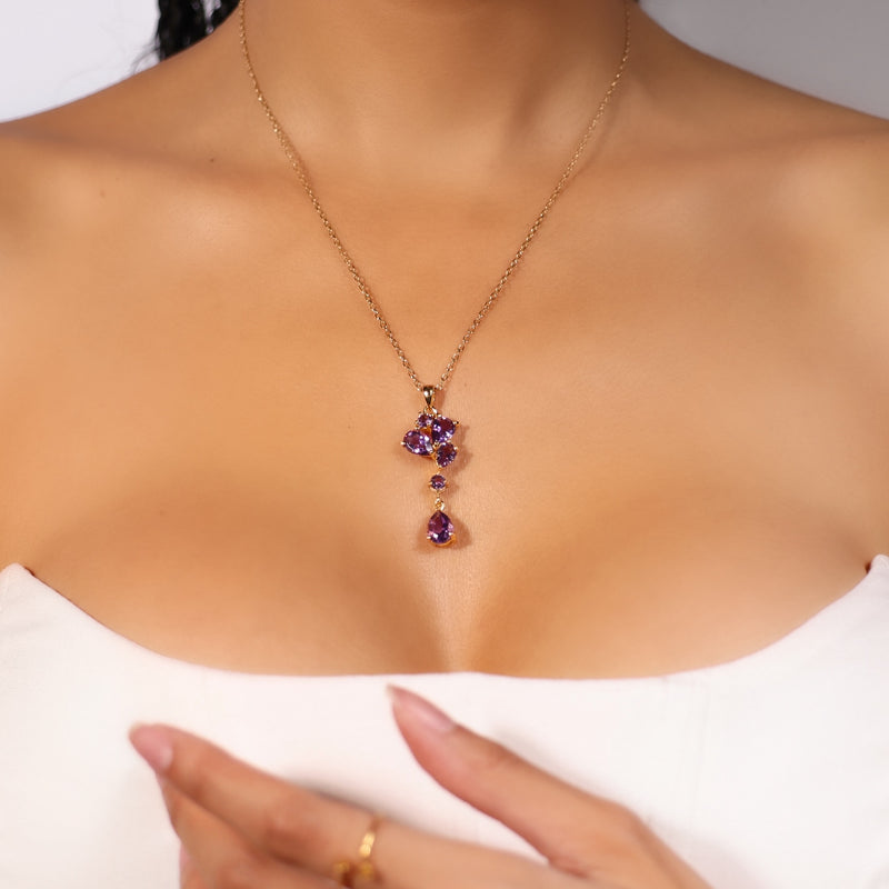 Purple Rain Teardrop Crystal Amethyst Necklace