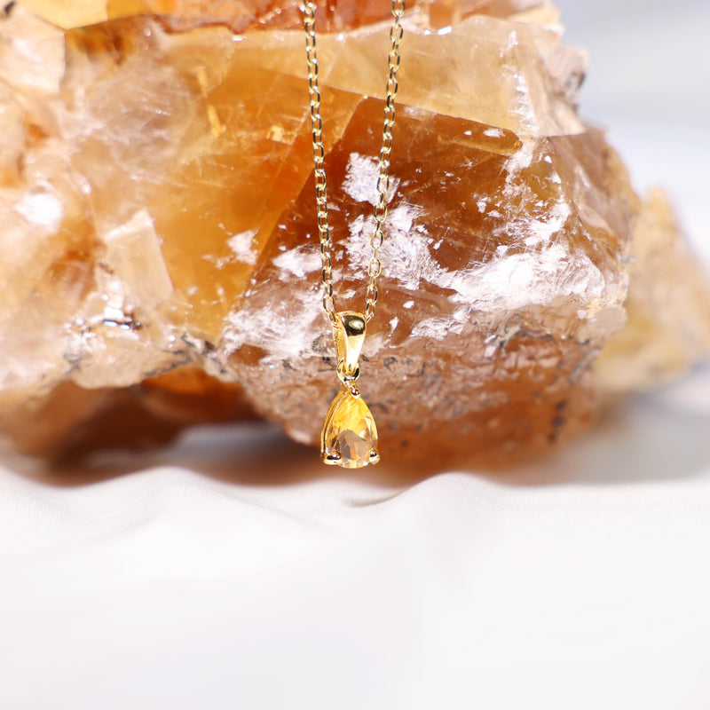 Teardrop Crystal Citrine Necklace