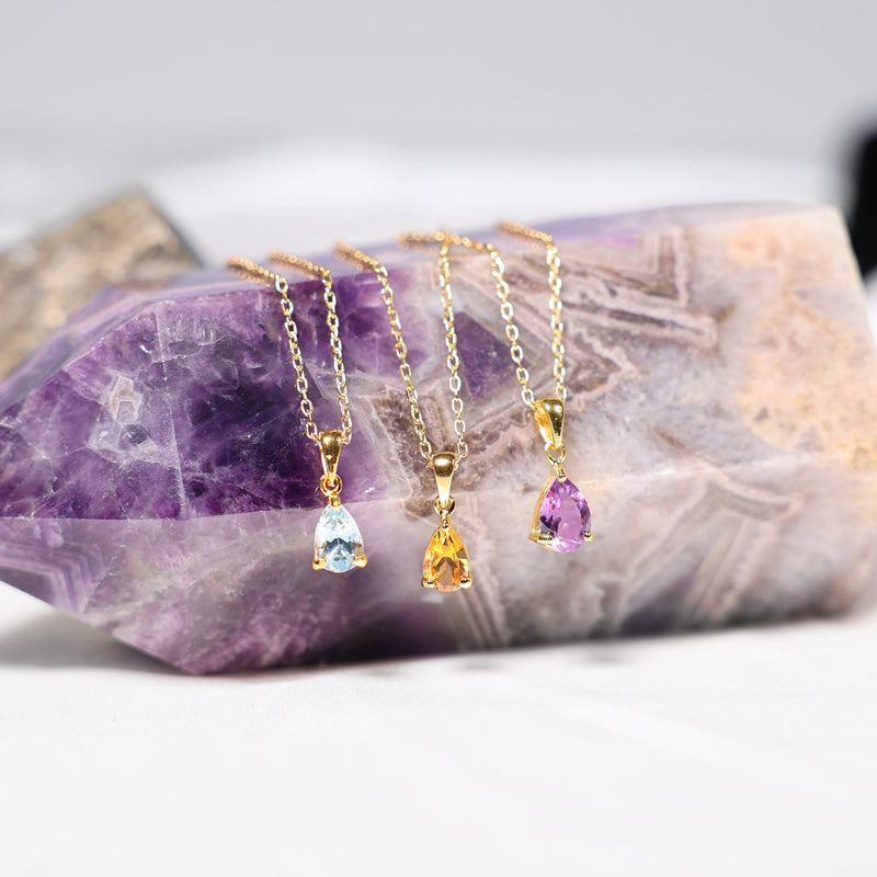 Teardrop Crystal Citrine Necklace