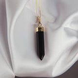 Black Obsidian Point Necklace in Gold Plated 925 Sterling Silver - Beau Life