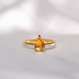 Teardrop Citrine Crystal Ring