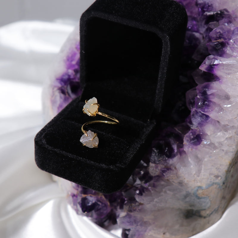 Double The Attention Rings Gold (11 Different Crystals)