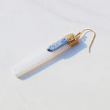 Warrior Woman Gold Selenite and Kyanite Earrings in 925 Sterling Silver.