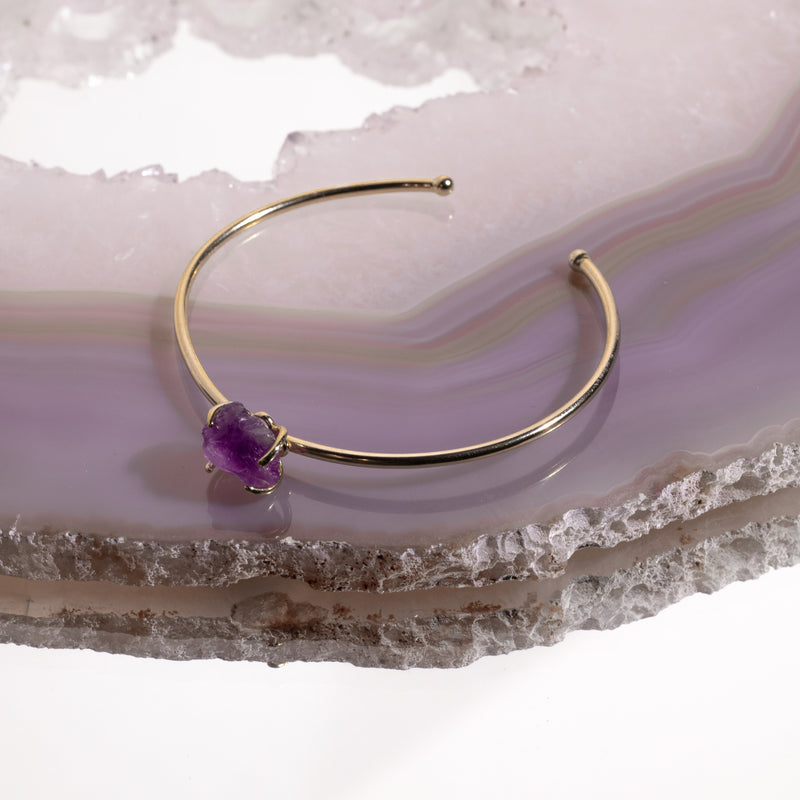Amethyst Crystal Bangle In Gold Plated 925 Silver - Beau Life