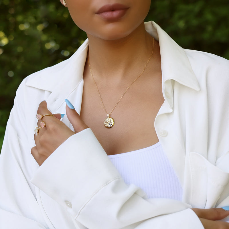 Iced Moon Disk Necklace