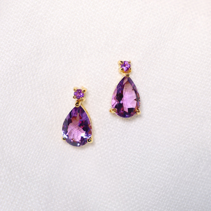 Teardrop Crystal Amethyst Earrings