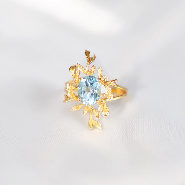 Sea Bloom Sky Blue Topaz Crystal Ring