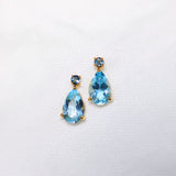 Teardrop Sky Blue Topaz Crystal Earrings