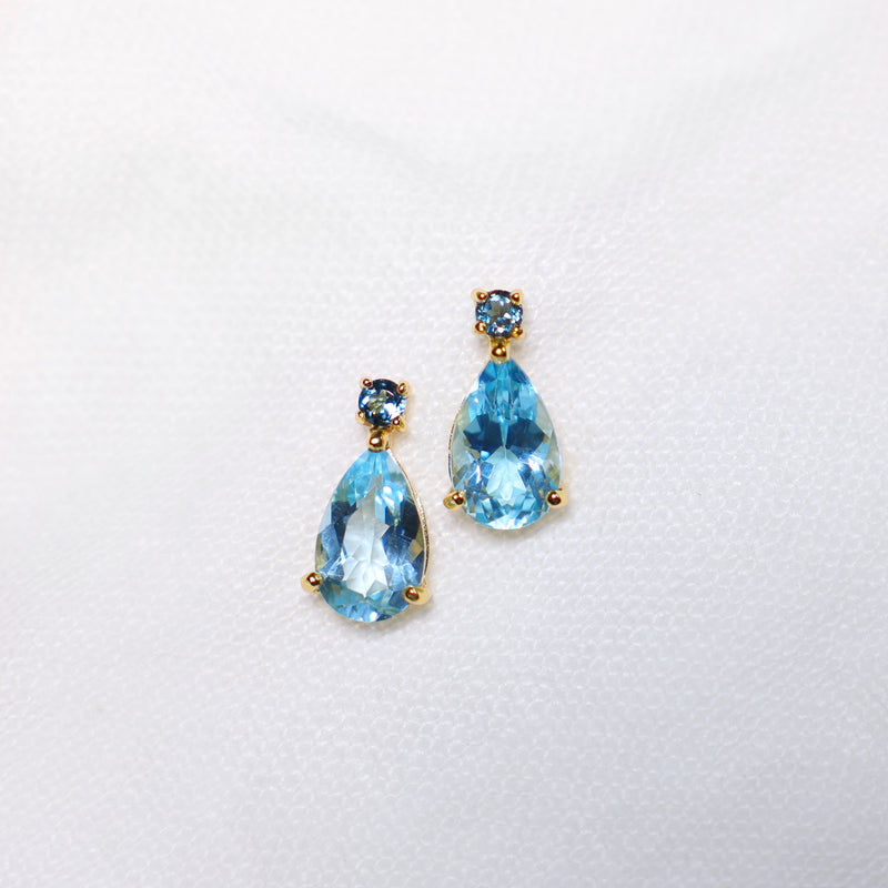 Teardrop Sky Blue Topaz Crystal Earrings