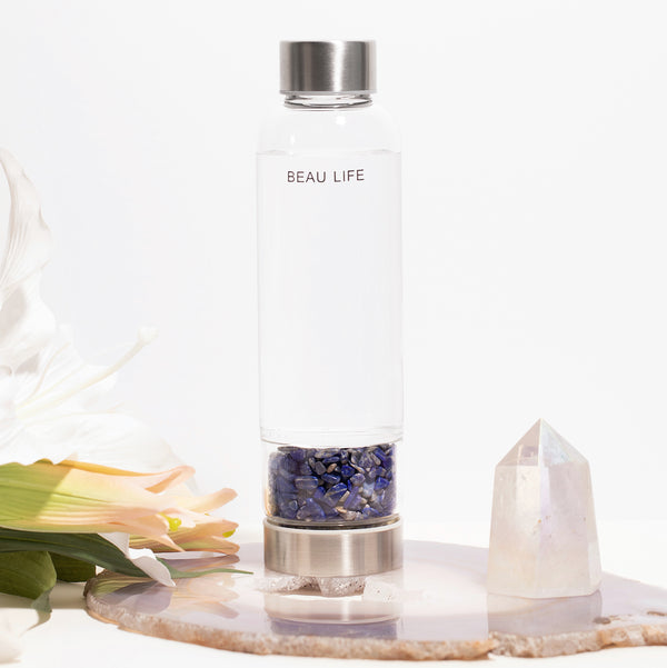 Lapis Lazuli Pebbles Crystal Water Bottle