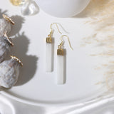 Pure Energy Gold Selenite Earrings in 925 Sterling Silver